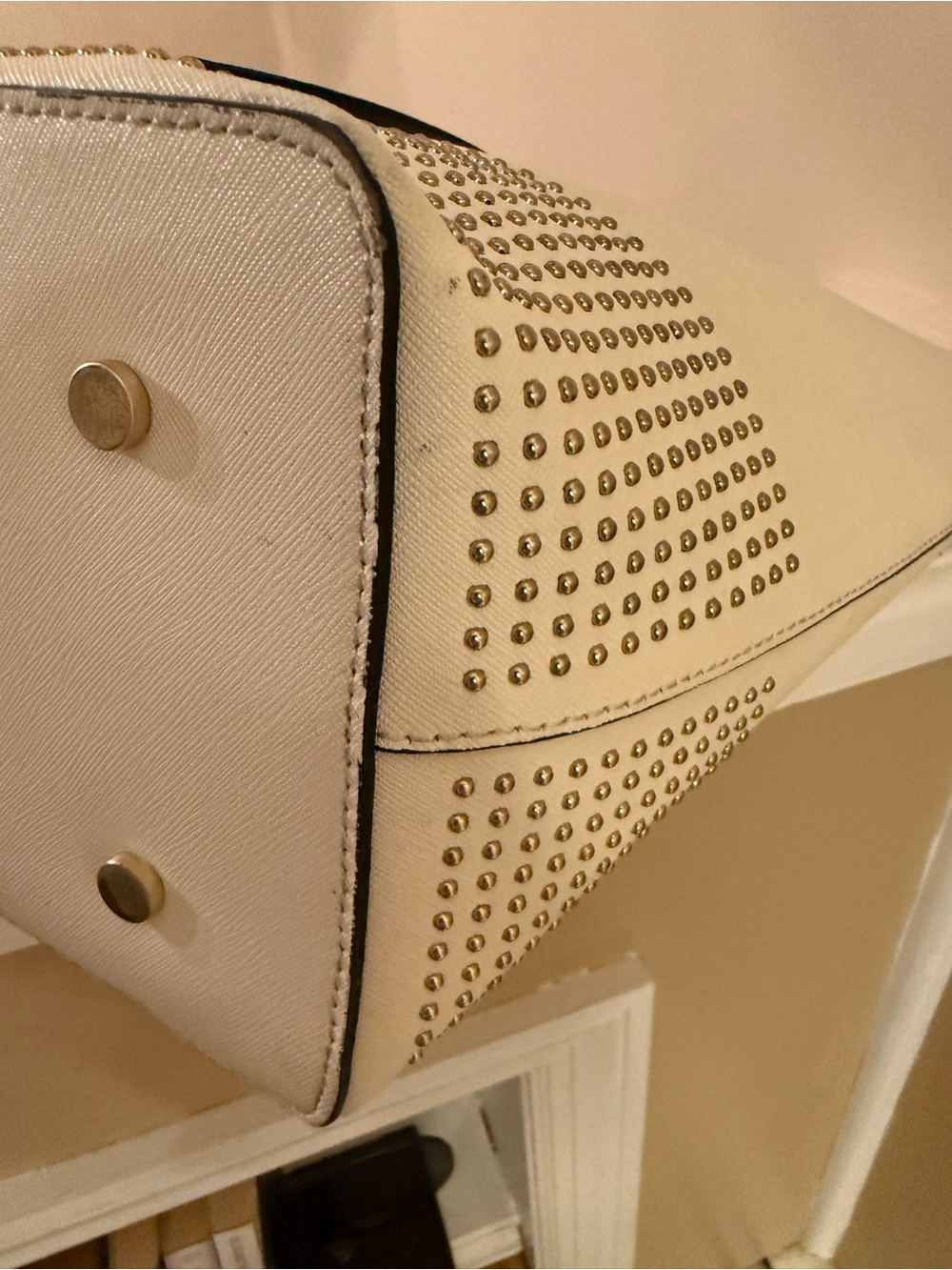 Calvin Klein SCARLETT STUD DETAIL SAFFIANO LEATHER SHOPPER TOTE GUC - Picture 6 of 12